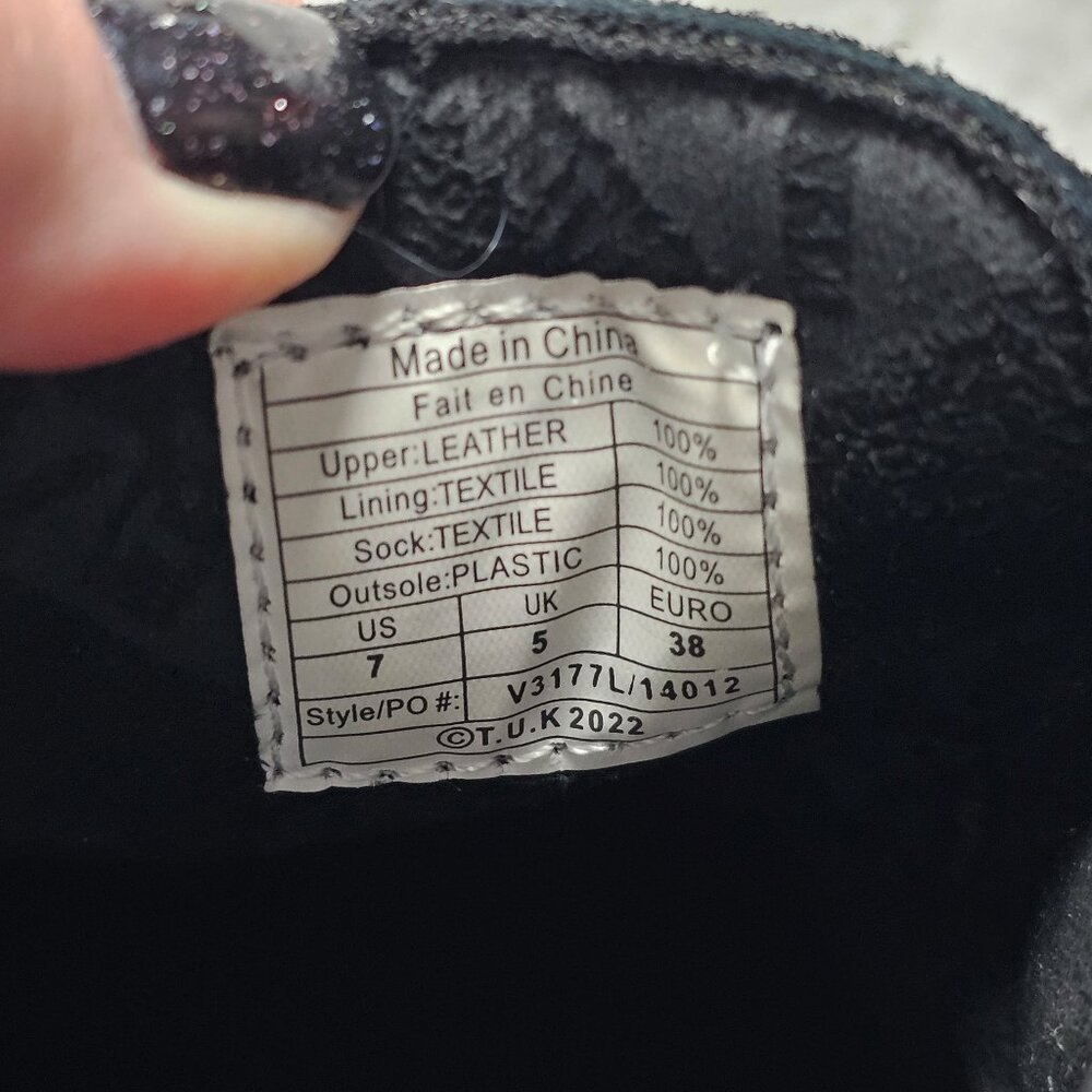 T.U.K. Black Suede Creeper Mule Platform Buckle Size 7 - Picture 4 of 6